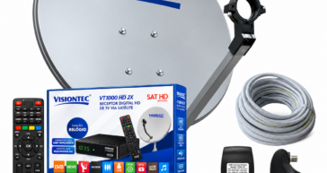 Kit Antena Parabolica + Receptor Vt1000 HD 2x Visiontec